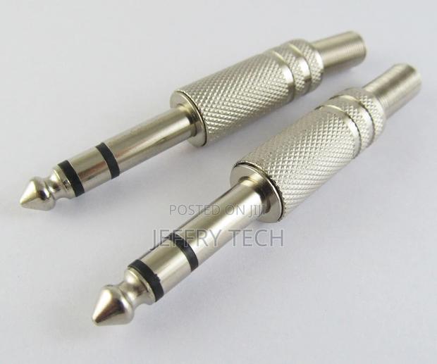 2 Pcs 1/4" 6.35mm Stereo Metal Male Plug Audio Cable Conne