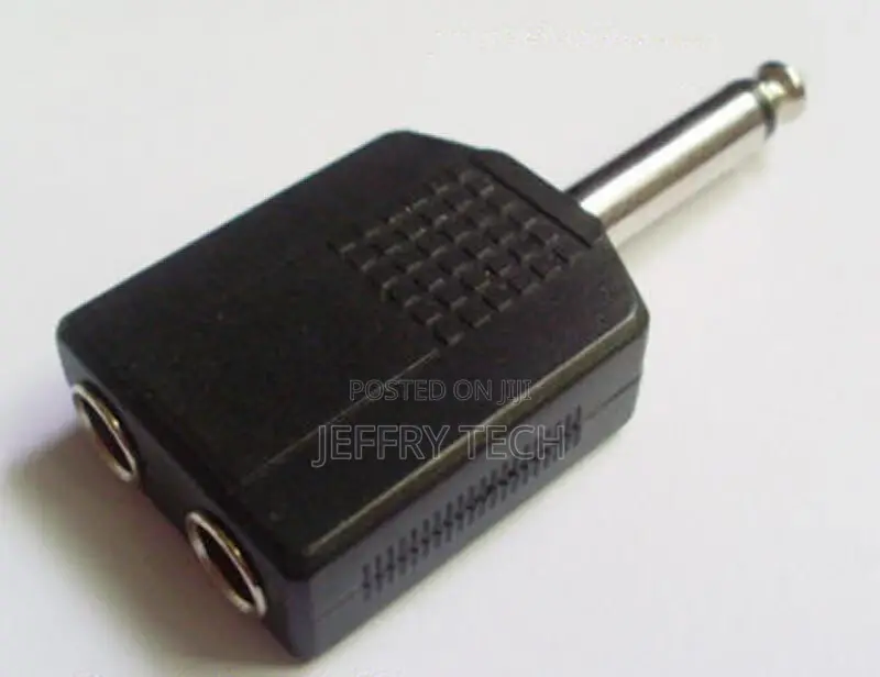 Mono 1/4" 6.35mm Audio Y Adapter Splitter 1 Male Plug to 2 F
