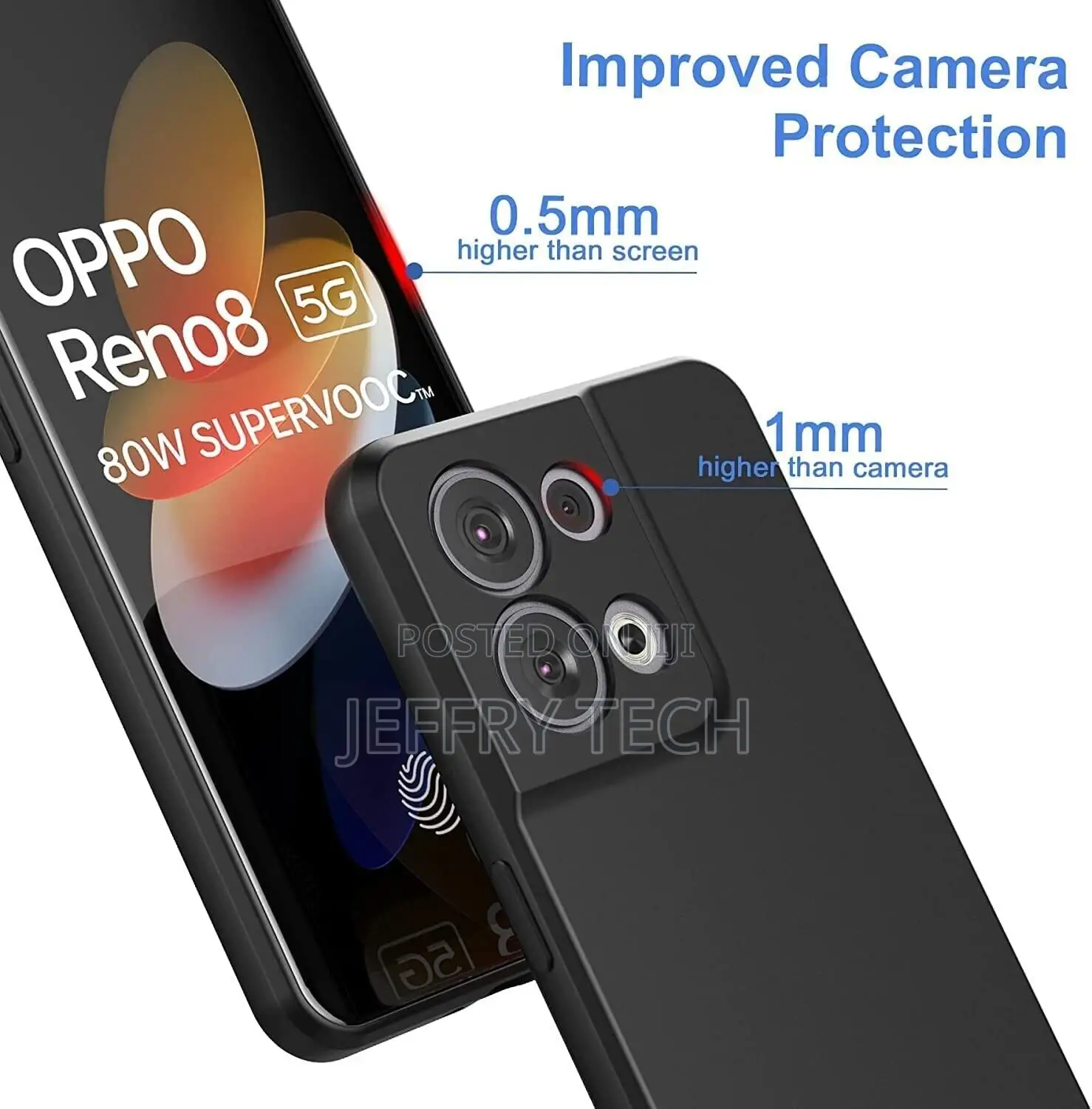 Oppo Reno8 5G Case - Thin Soft Silicone Gel Case Cover (BLAC