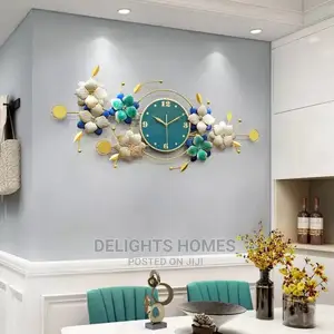 Wrought Iron Leaf Metallic Wall Clock