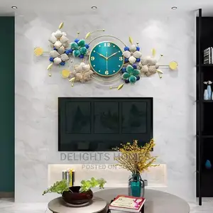 Wrought Iron Leaf Metallic Wall Clock