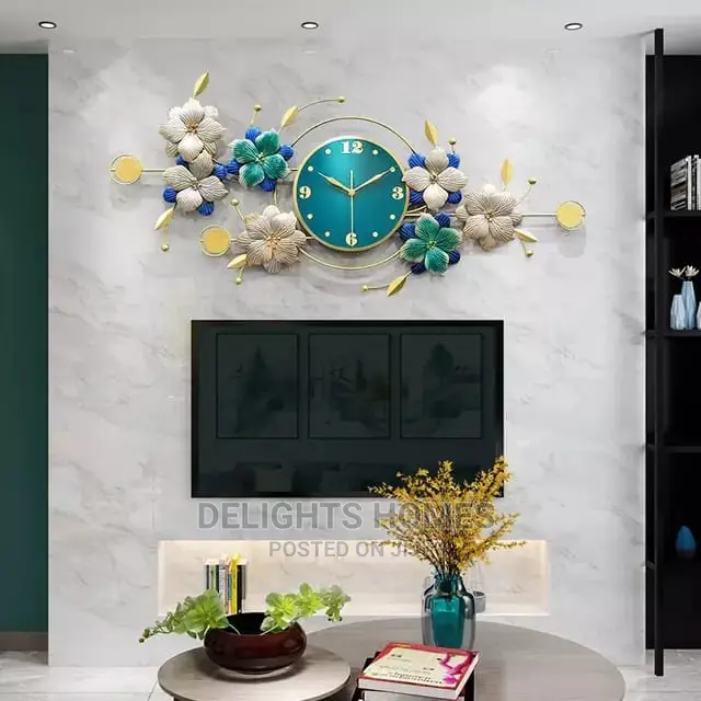 Wrought Iron Leaf Metallic Wall Clock
