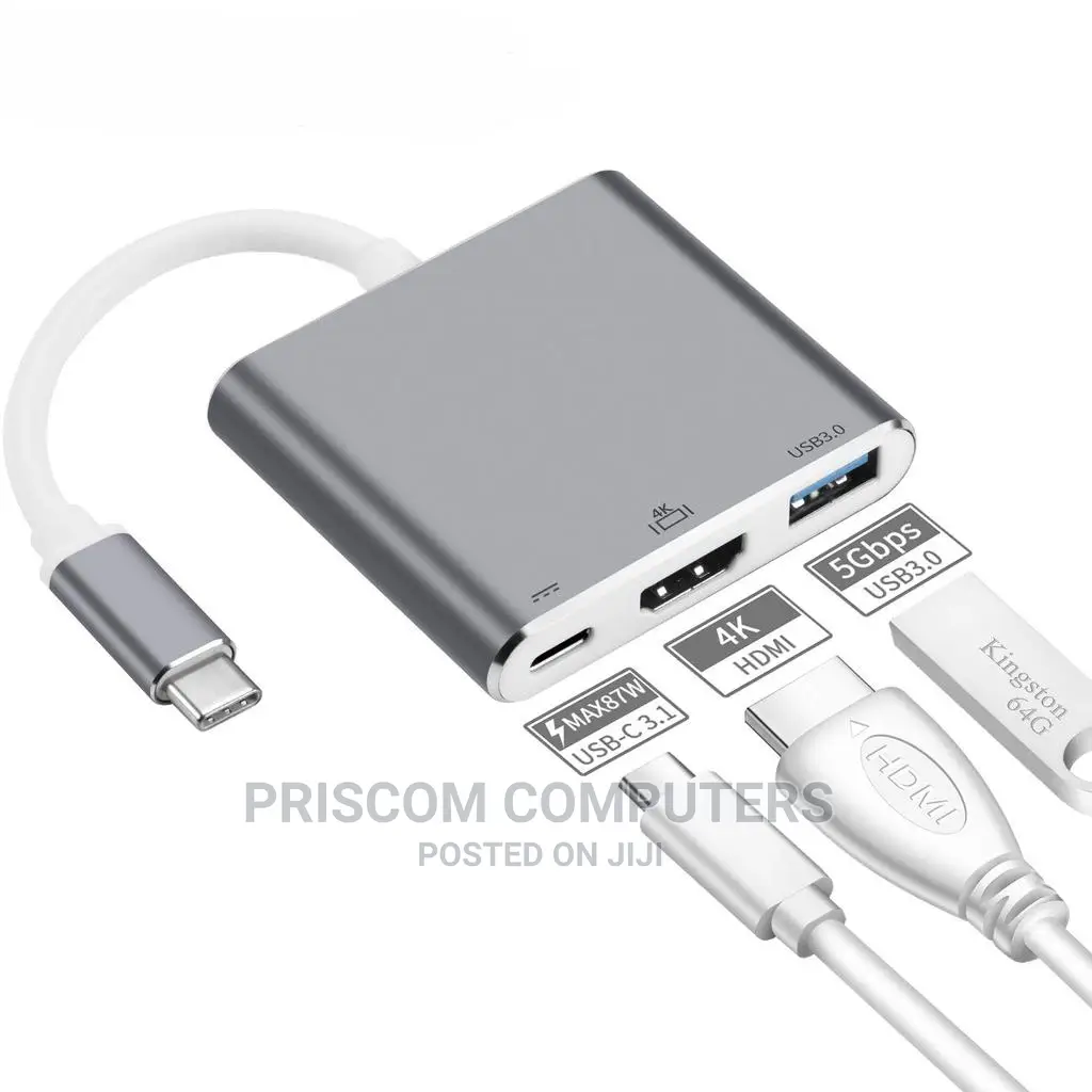 3 in 1 Type-C to HD HDMI USB 3.0 Hub USB-C Data Adapter