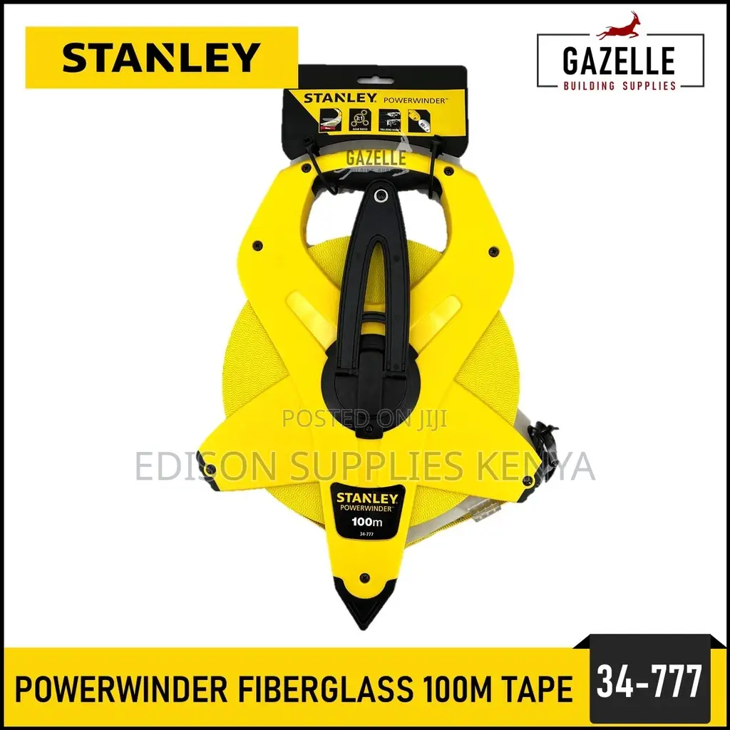 STANLEY Power Winder Fibreglass Long Measuring Tape 100m