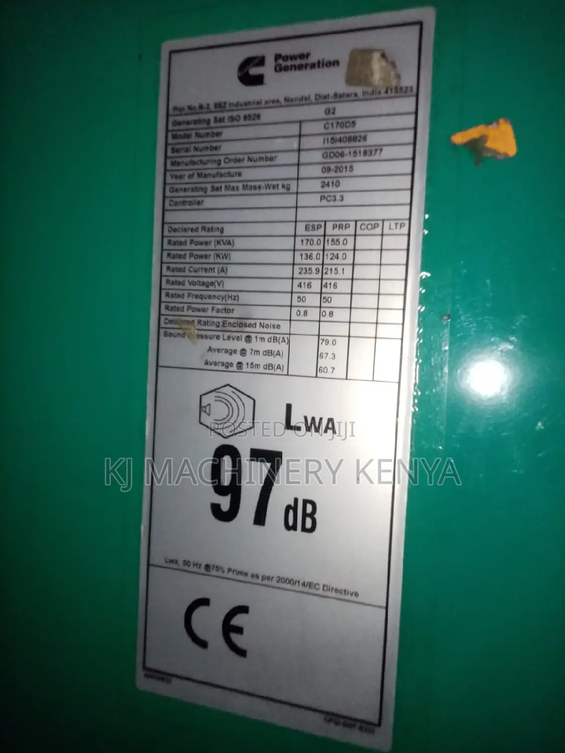 170kva Slightly Used Cummims Power Generator for SALE! 