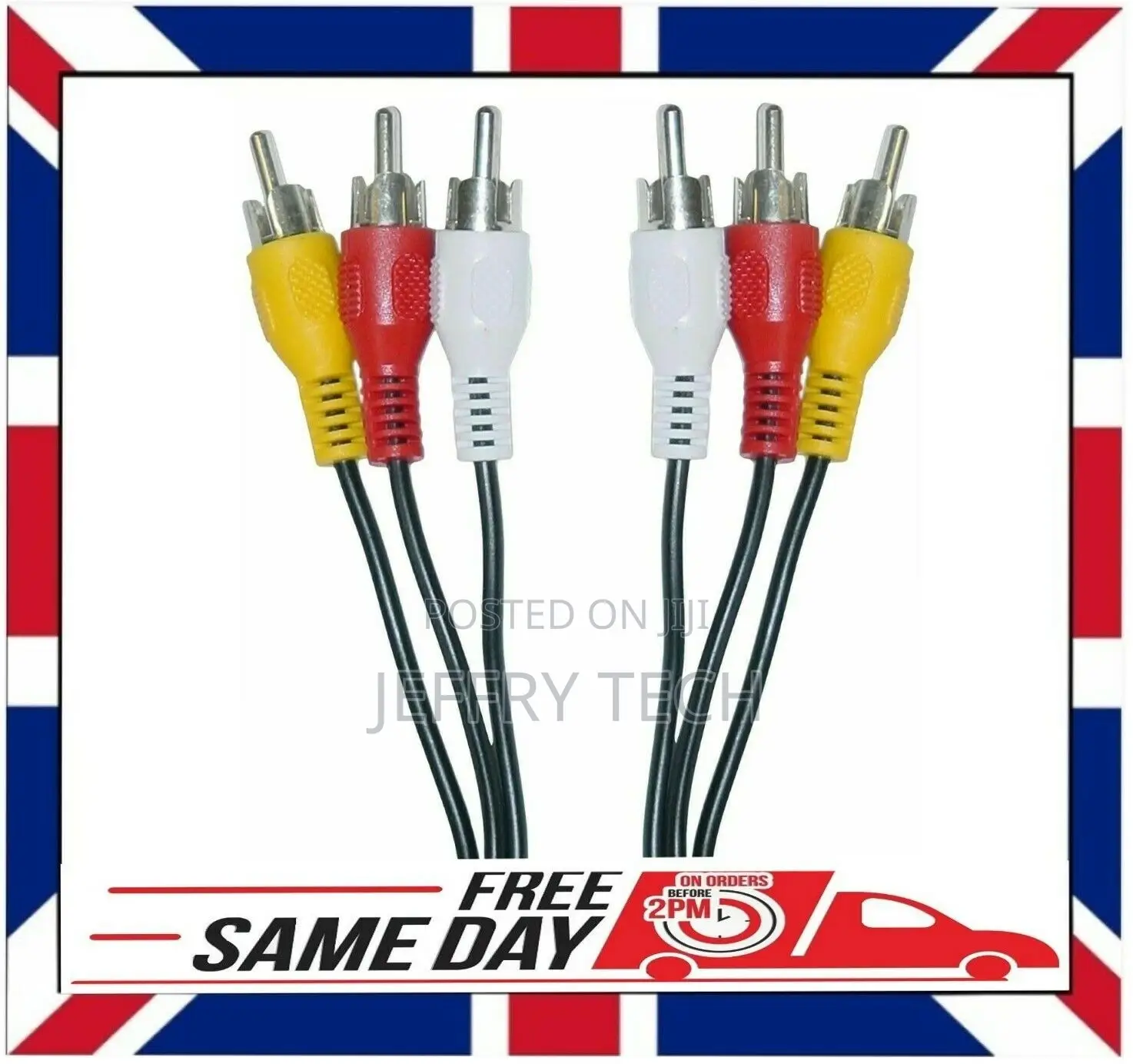 1.5M 3 Rca Male to 3 Rca Cable Male Plug Audio Phono Video A