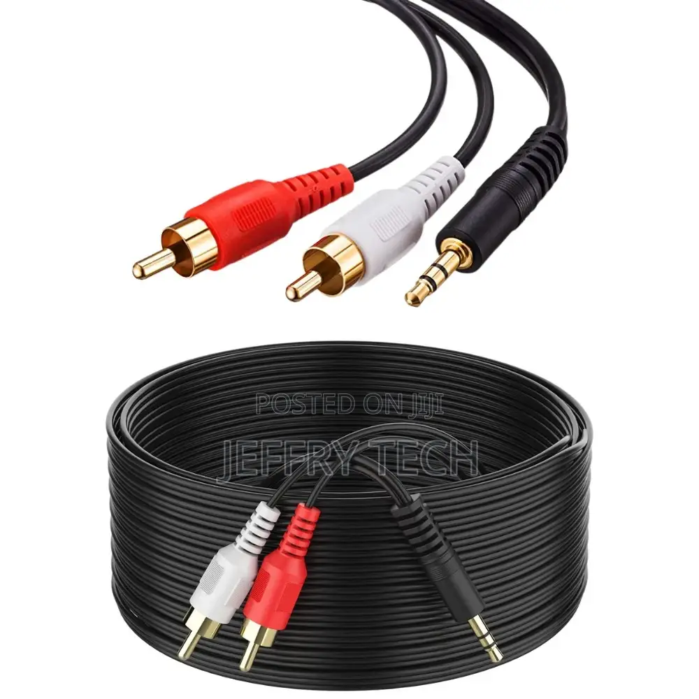 Audio Aux Stereo Cable Jack 3.5 MM to 2 RCA Male to Male 20m