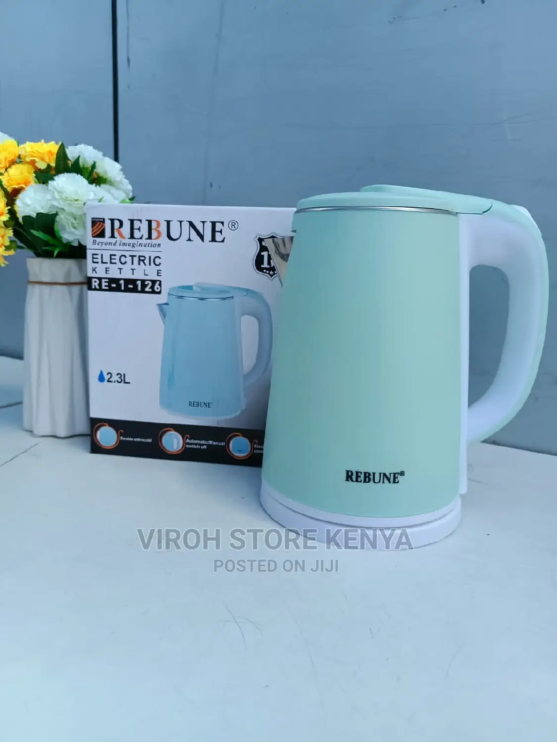 REBUNE New Model Electric White Kettle