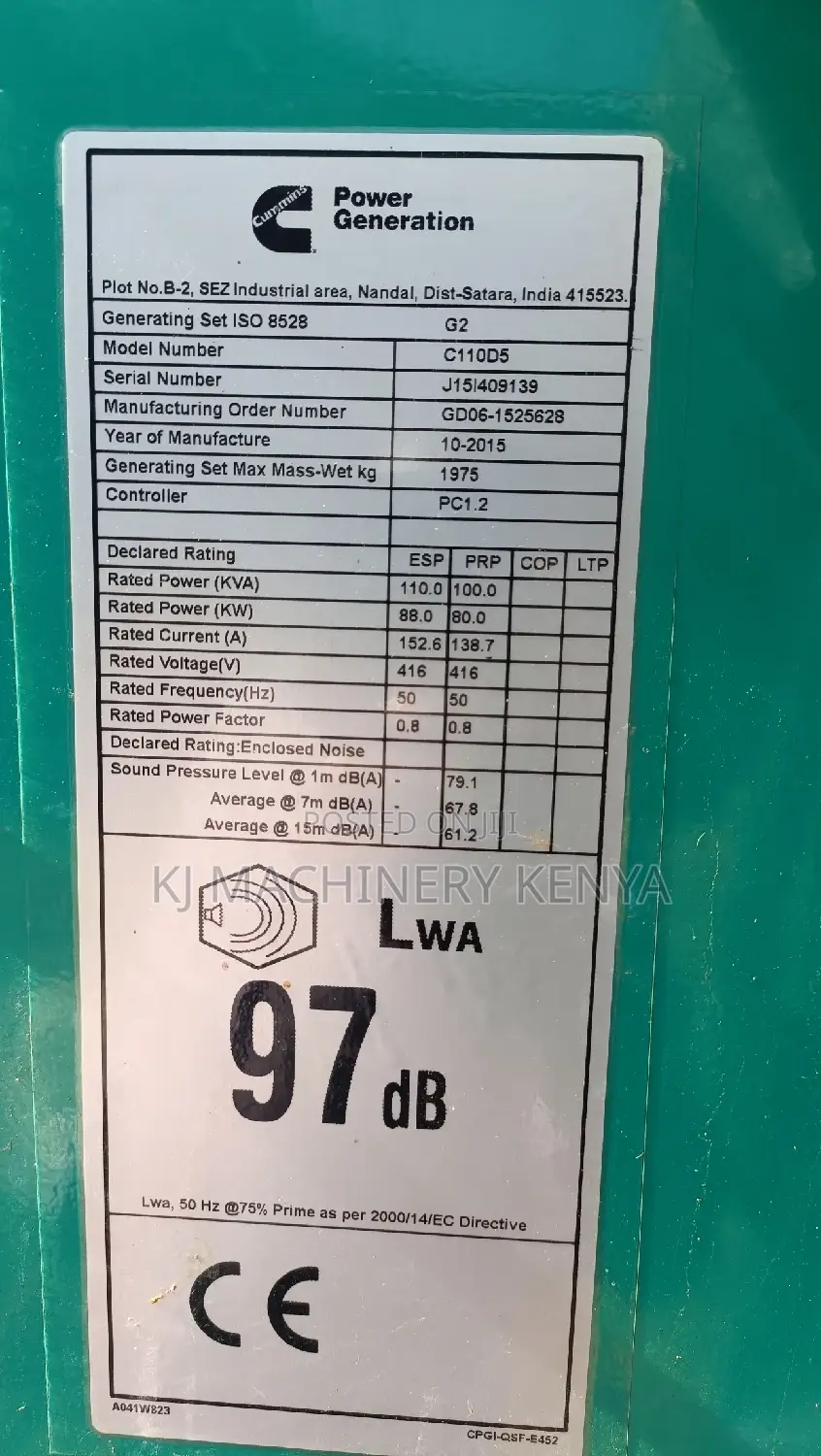 110kva Slightly Used Cummins Generator for SALE!!