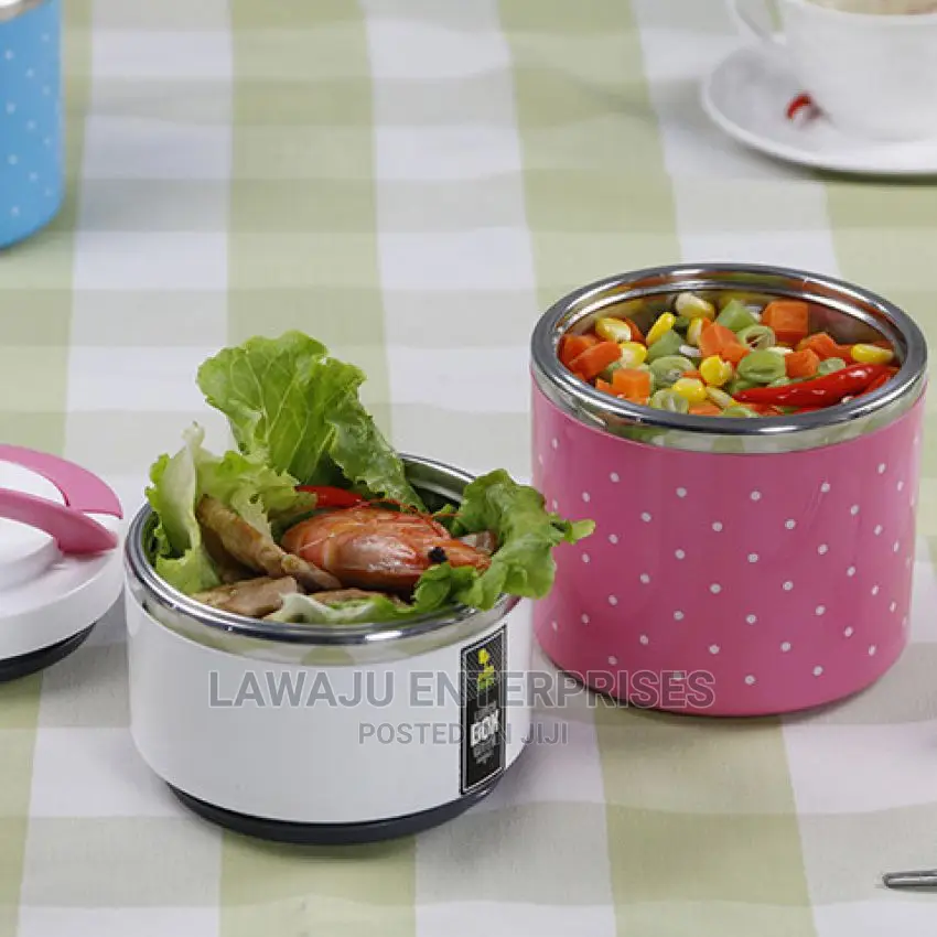 Stainless Steel 2 Layer Lunch Box Polkdot Handle Grip 930ml