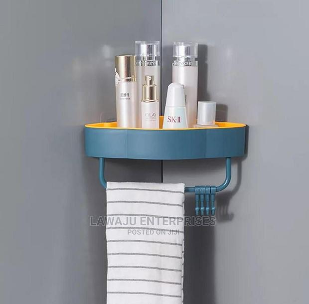 Bathroom Corner Double Layer Triangular Shelf With Hooks