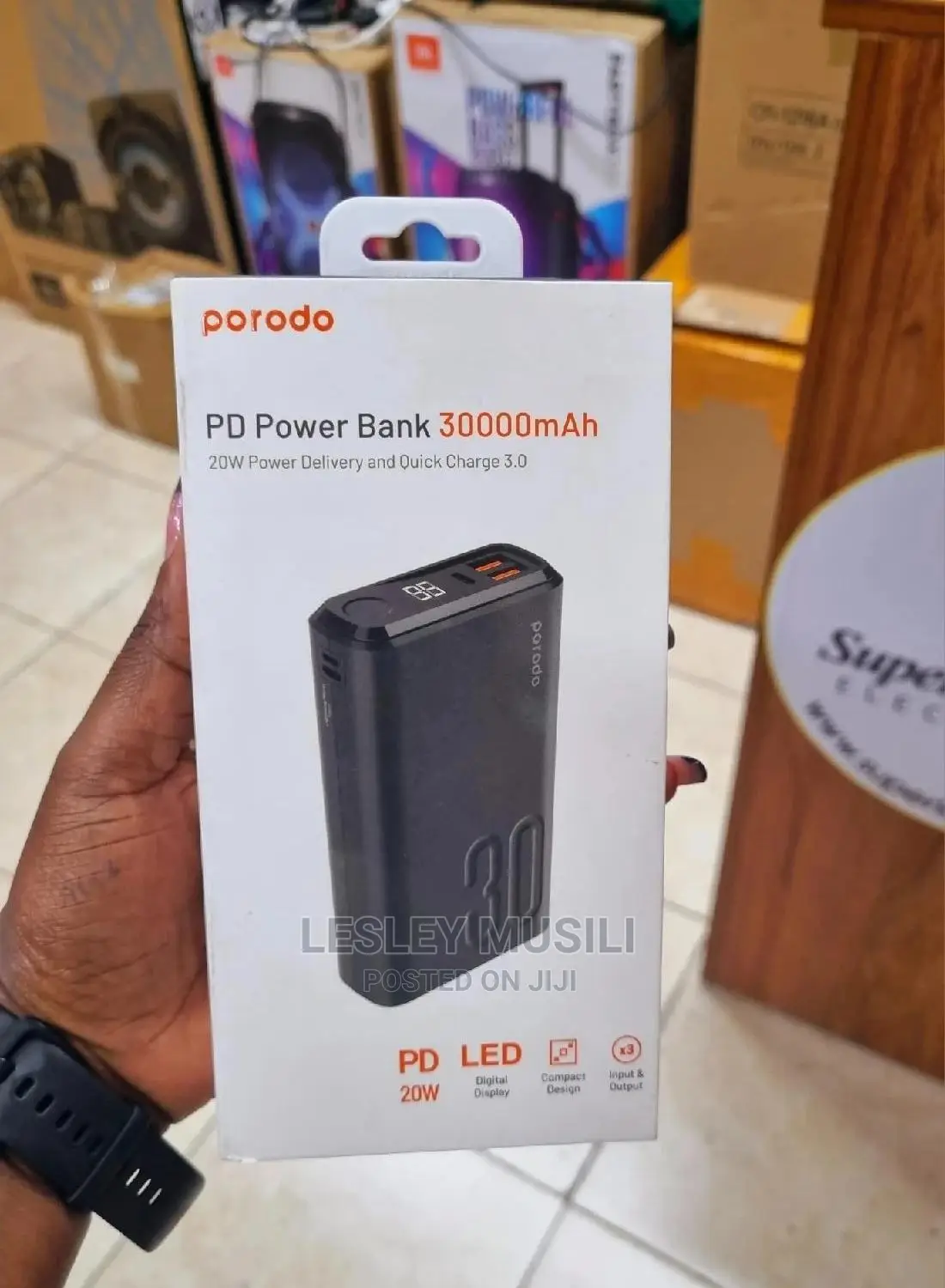 Porodo Portable Fast Power Bank 30000mah(20W