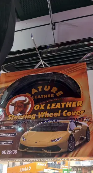 Black OX Leather Steering Wheel Cover