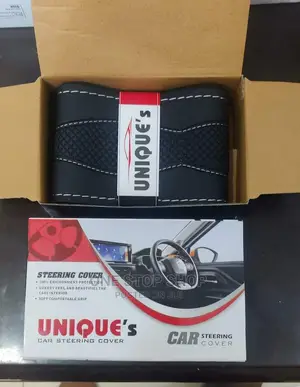 Black Unique Leather Stitch Steering Cover