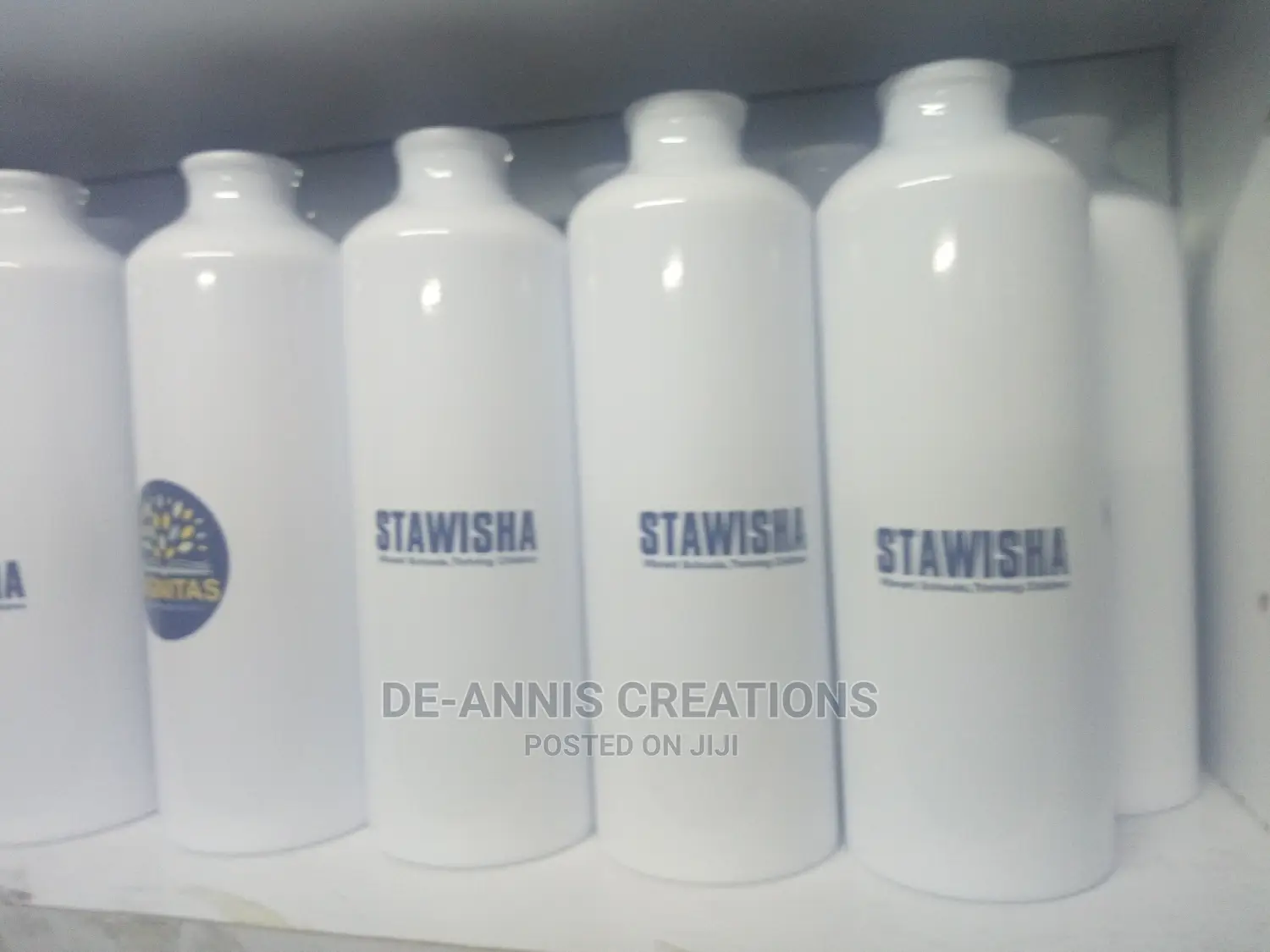 750ml White Branded Metallic Water Bottle