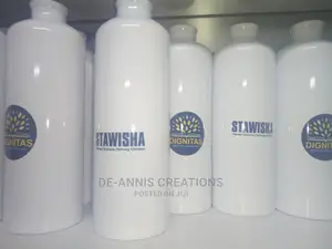750ml White Branded Metallic Water Bottle