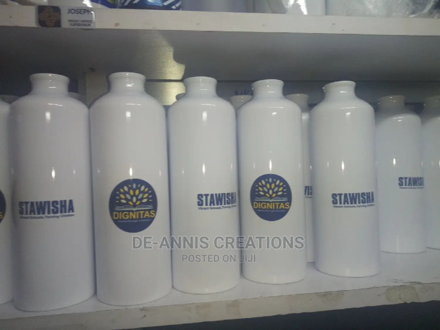 750ml White Branded Metallic Water Bottle