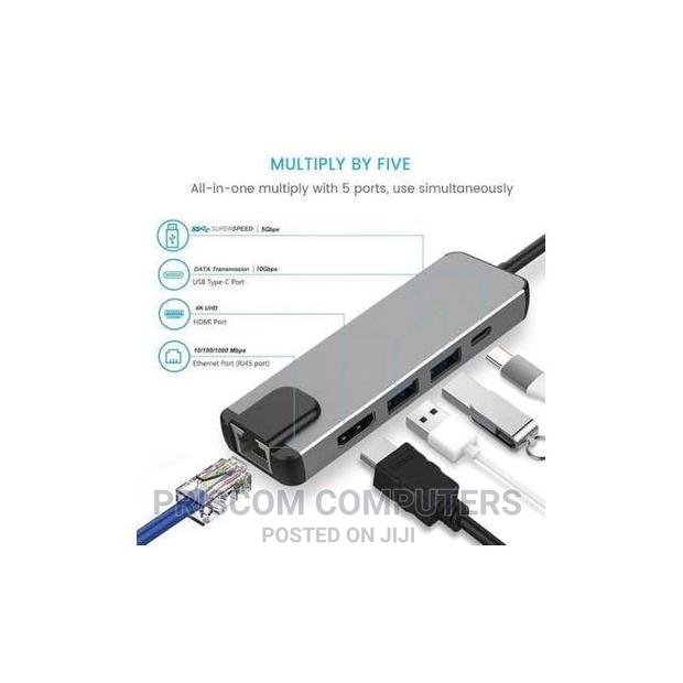 5 in 1 USB Type C Hub Hdmi USB C Rj45 Lan Adapter
