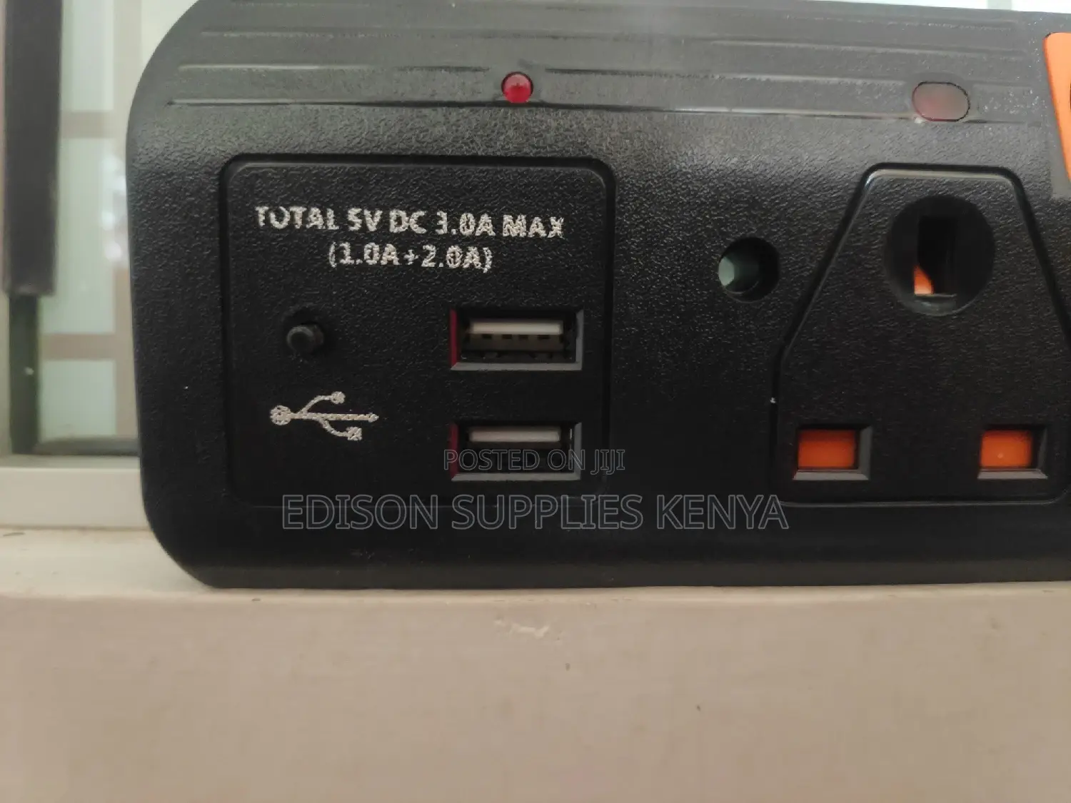 HTG Extension Cable With USB Ports 4 Way BLACK Surge Protect