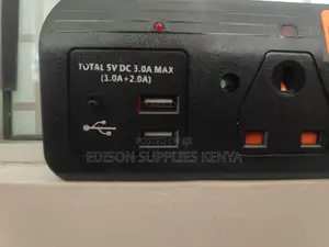 HTG Extension Cable With USB Ports 4 Way BLACK Surge Protect