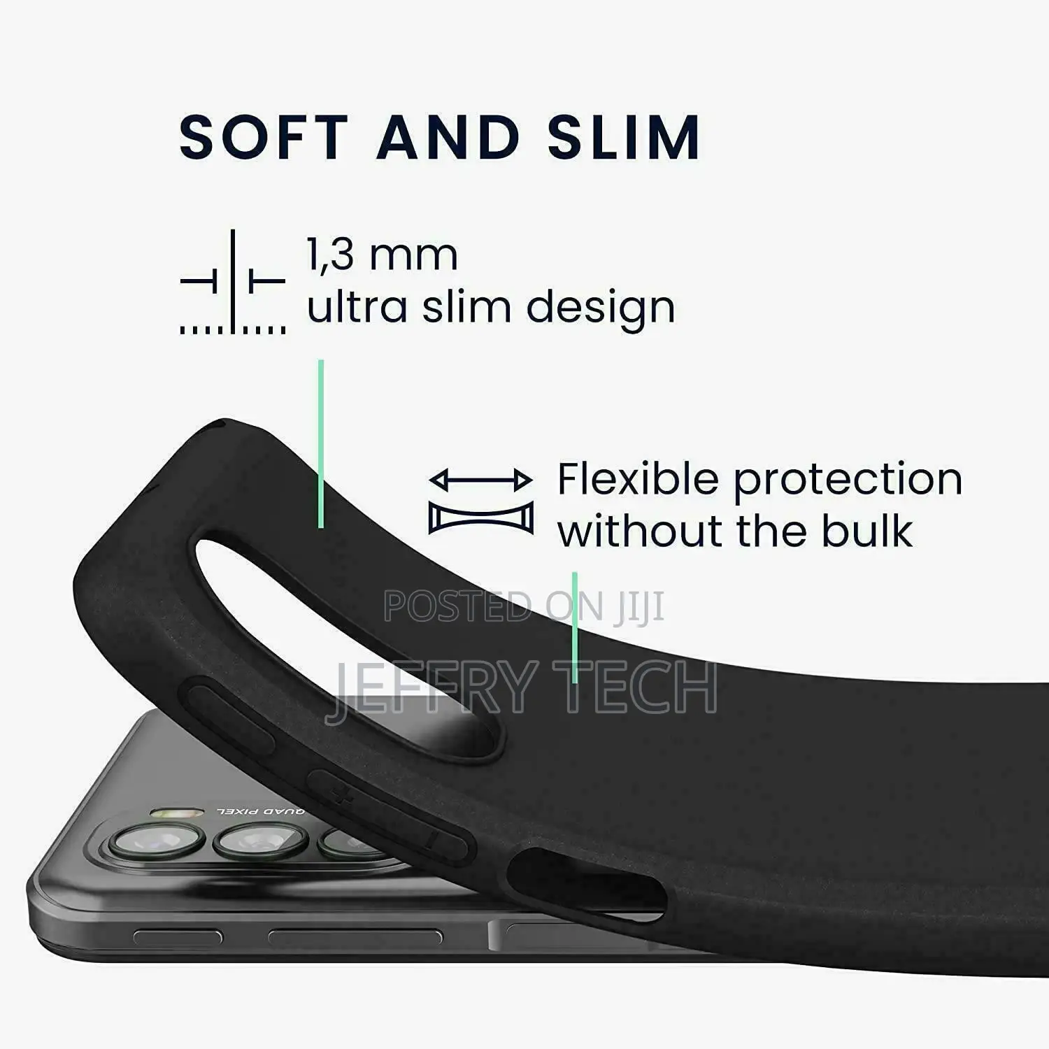 R Nokia G11 / G21 Case, Slim Black Silicone Shockproof Armou