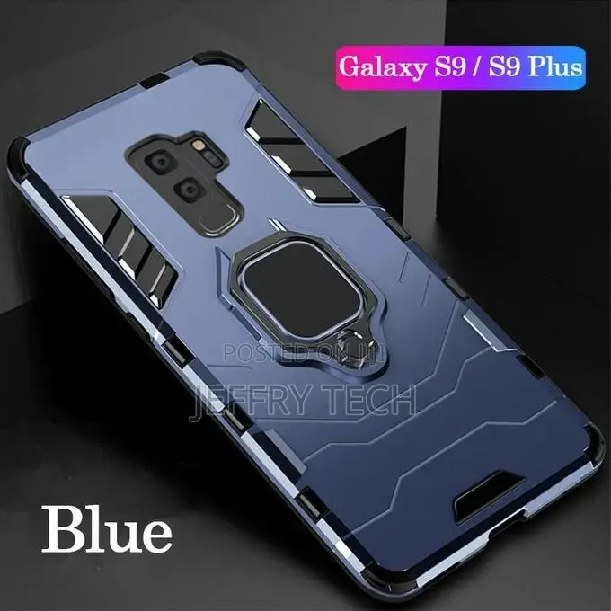 Generic Ring Shockproof Cover for Samsung S9 Plus-Blue