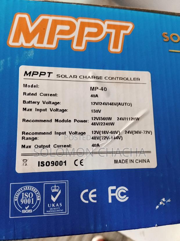MPPT 40ah Charge Controller 12/24/36/48v - thumbnail 3