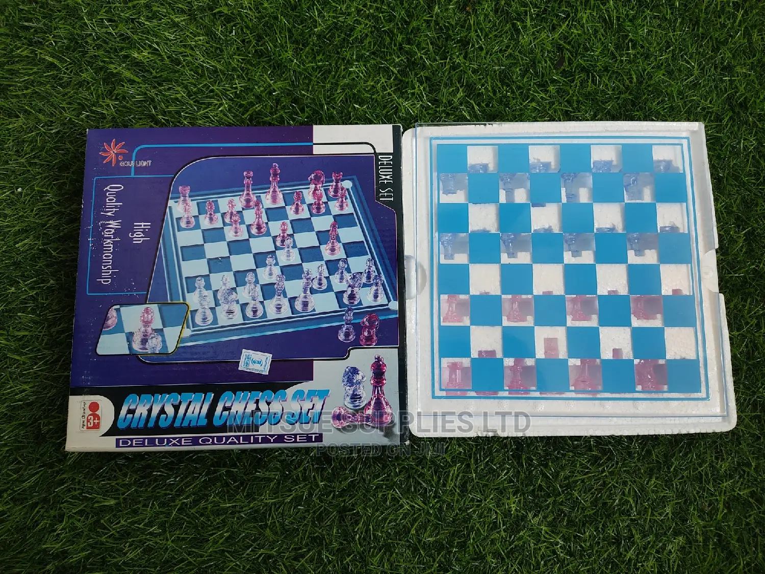 Gold Light Crystal Chess Set Board Game ( 22 by 22cm)