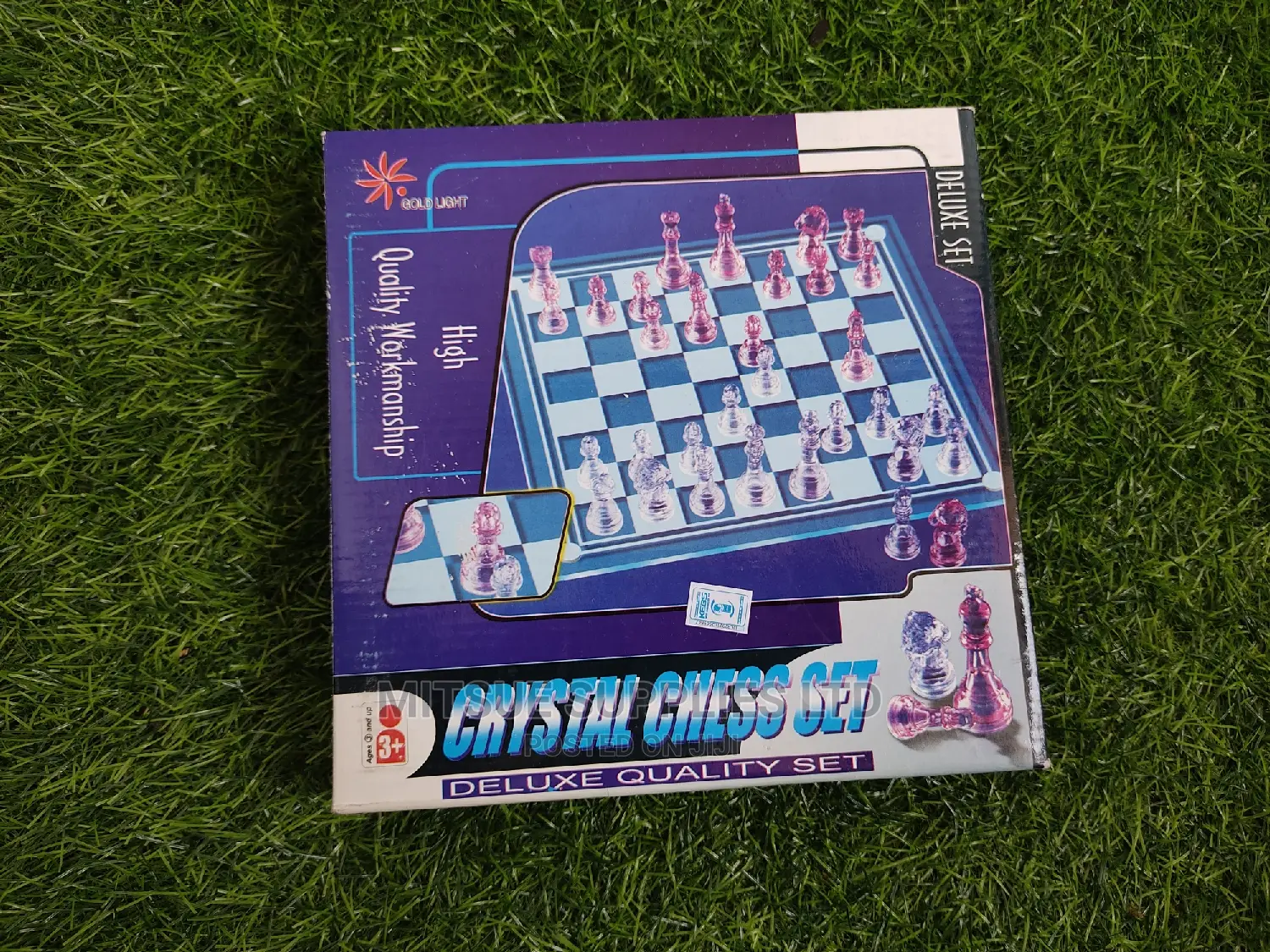 Gold Light Crystal Chess Set Board Game ( 22 by 22cm)