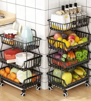 5layer Foldable Fruit Rack With Wheels