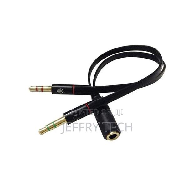 3.5mm AUX Audio Mic Splitter Cable Earphone Headphone-Black
