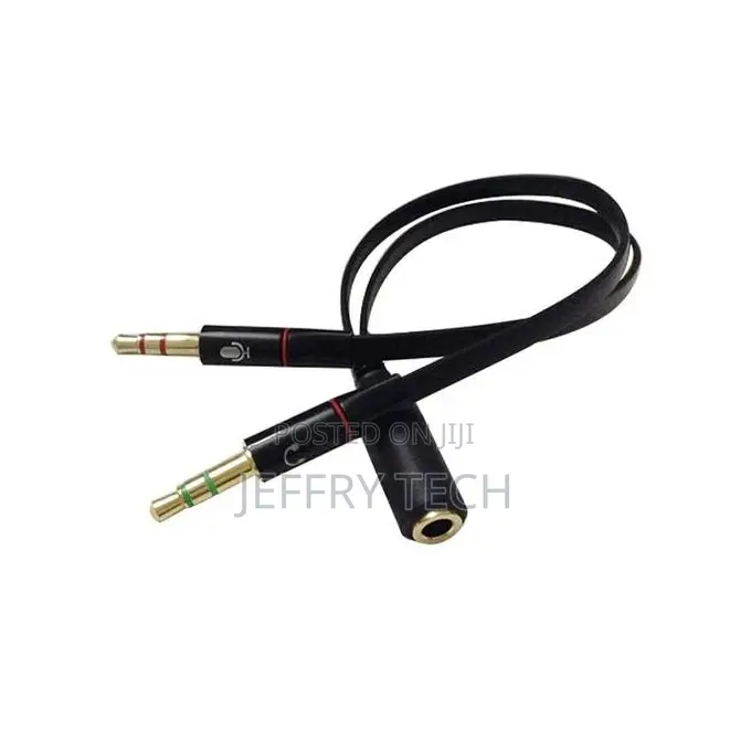 3.5mm AUX Audio Mic Splitter Cable Earphone Headphone-Black
