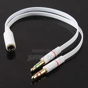 3.5mm AUX Audio Mic Splitter Cable Earphone Headphone-Black