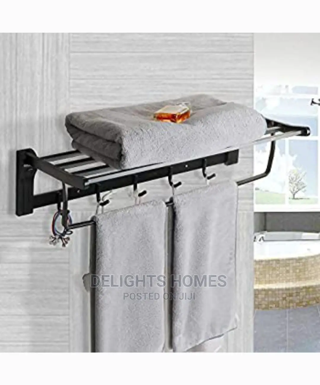 Black Metalic 55cm Bathroom Towels Rack