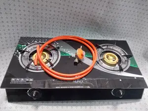 Gas Double Burner Glass Top With Pipe and Regulator