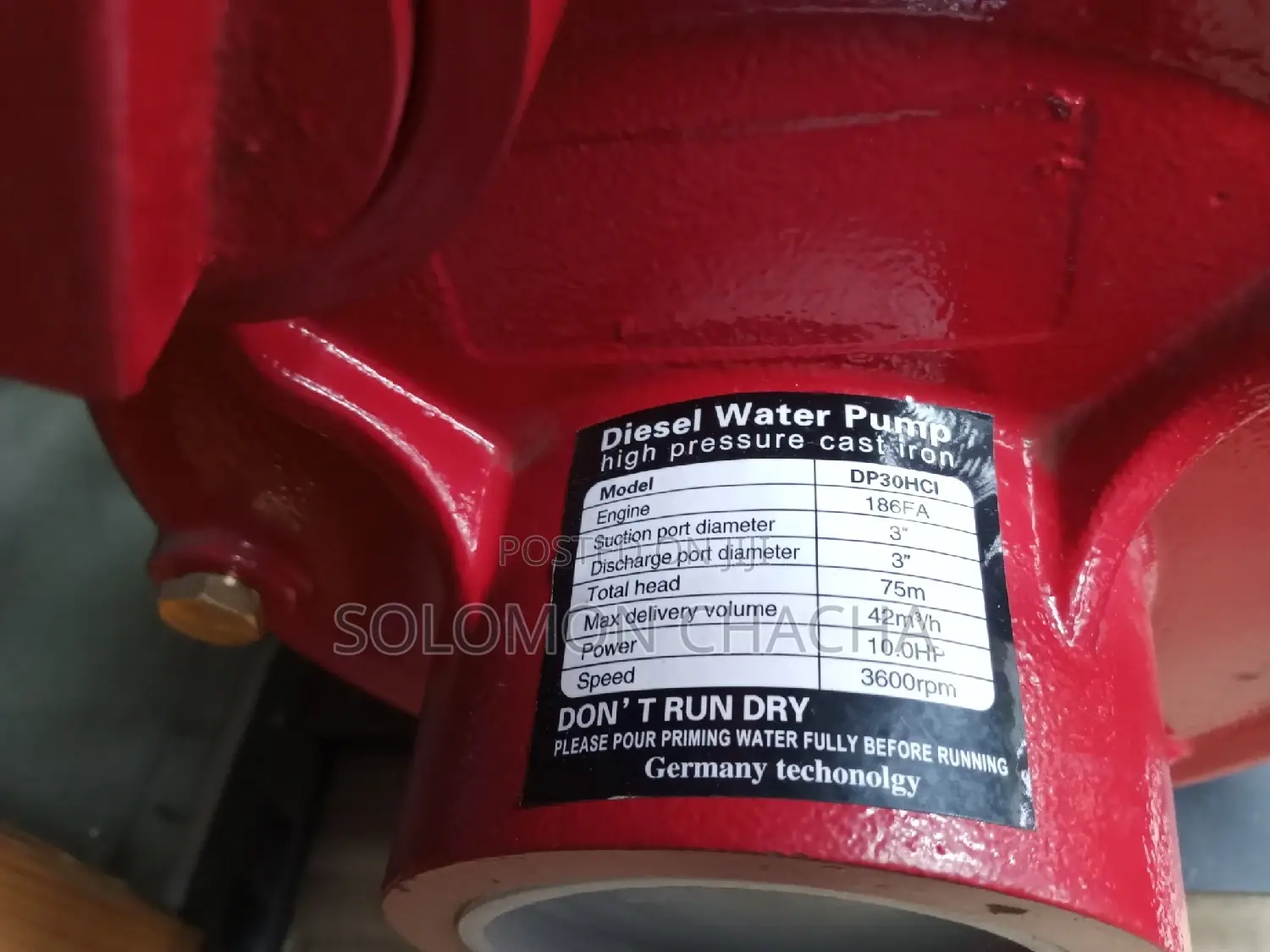 Cigma-uk 3inch DIESEL Water Pump 75M Head