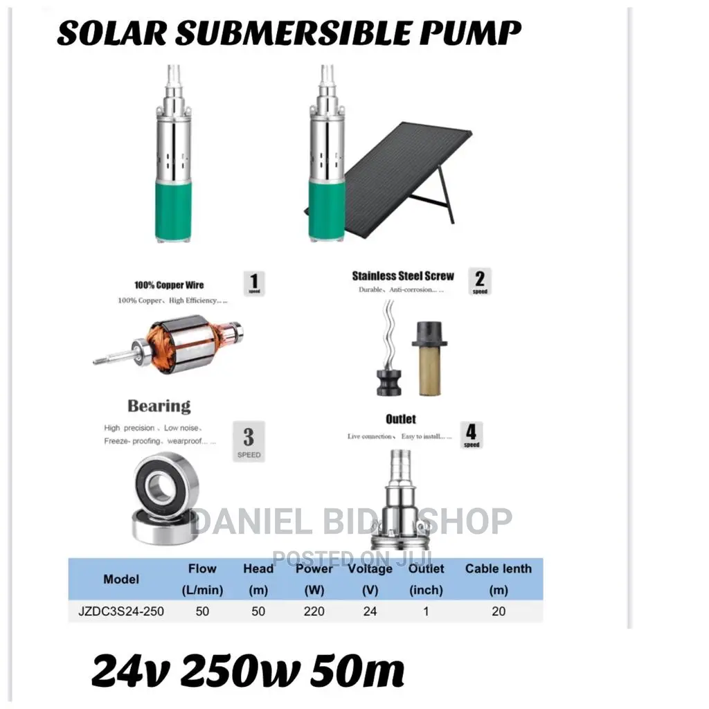 Solar Submersible Pump 24v 250w 50m