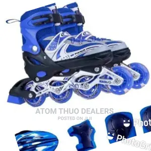 Skating Shoe With A Guard And Helmet.