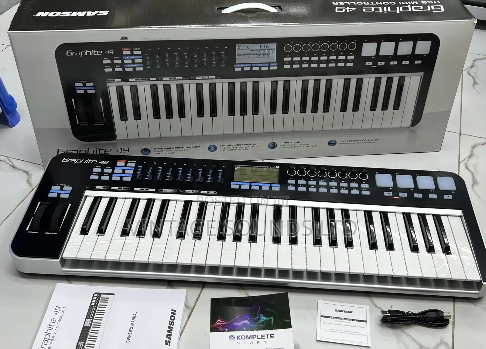 USB Midi Controller Keyboard Graphite 49