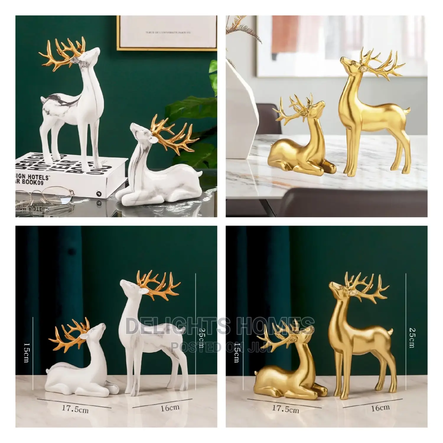 2 Packs of Luxury Deer Ornaments