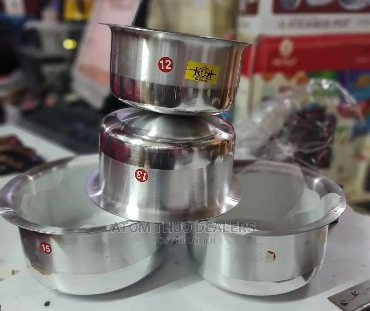 A Set of 4 Aluminium Sufuria 12cm,13cm,14cm , and 15cm