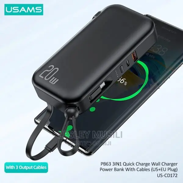 Usams 3IN1 Fast Charging 10,0000mah Power Bank A