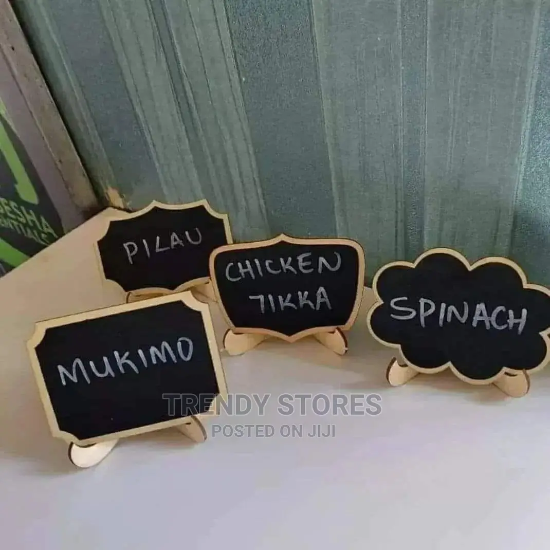 Set Of 3 Label Black Bamboo Board