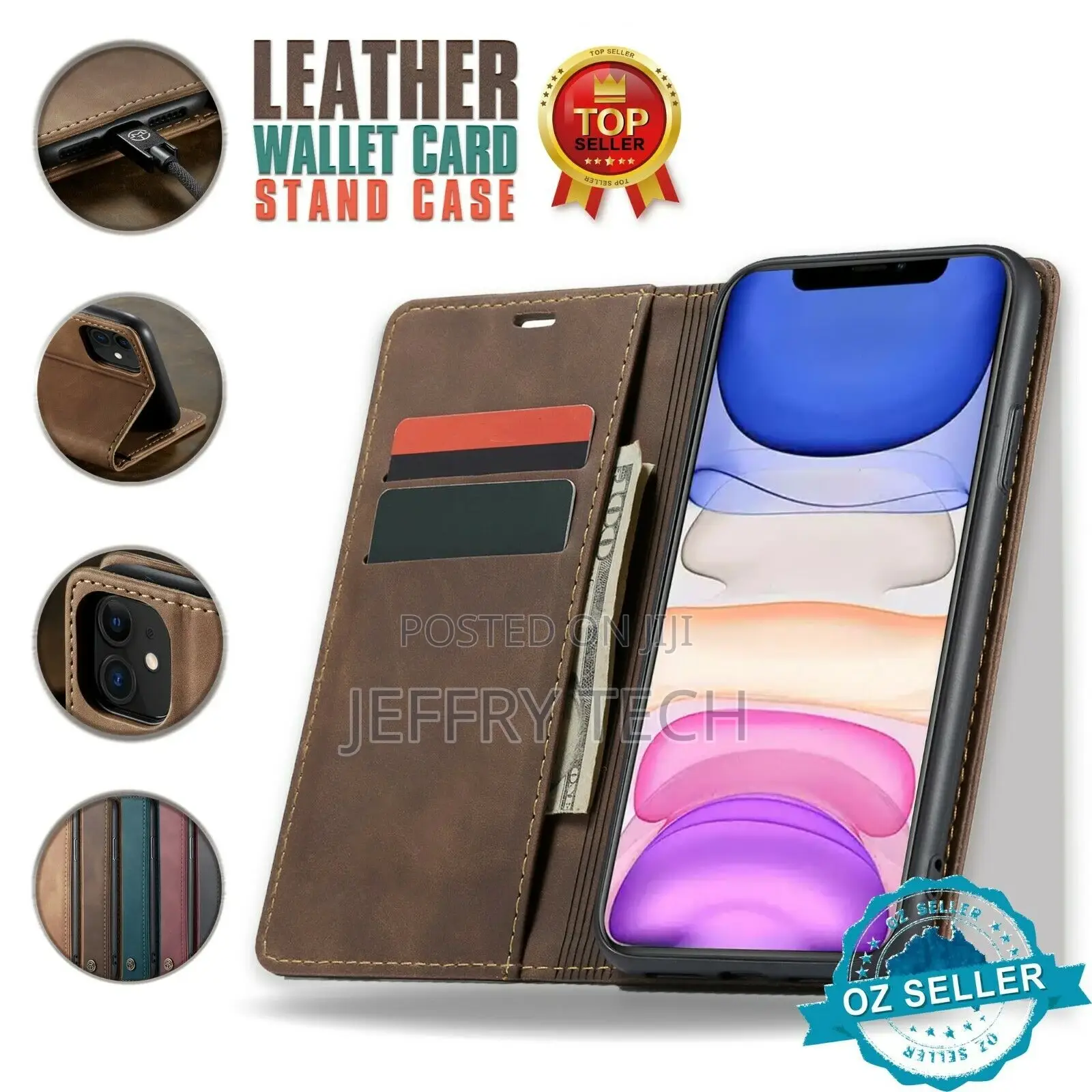 Leather Wallet Card Case iPhone 14 Plus 13 12 11 Pro Max SE