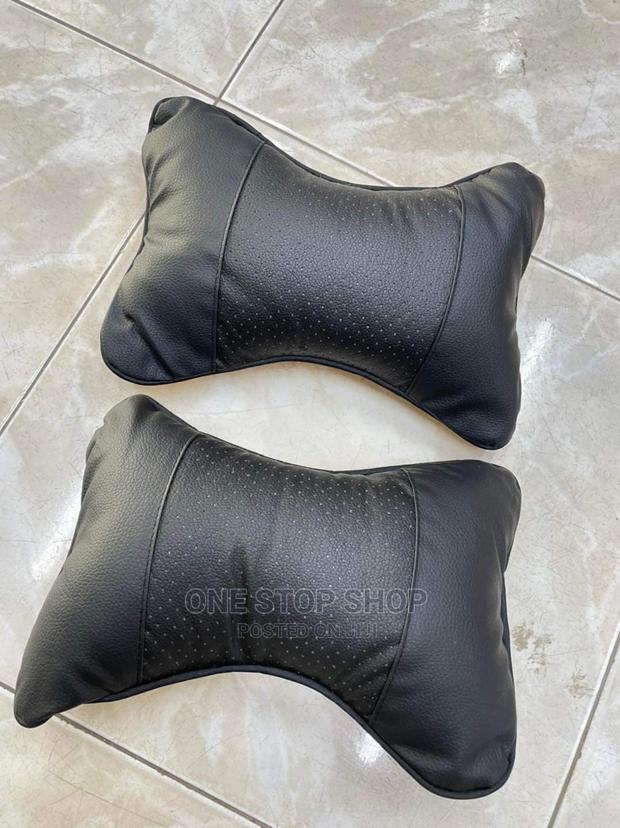 2pcs Leather Car Seat Neckrest Black Pillow