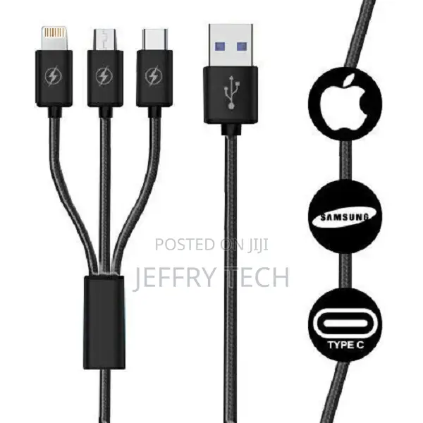 Universal 3 in 1 Multi USB Cable Fast Charger Lead for IOS,