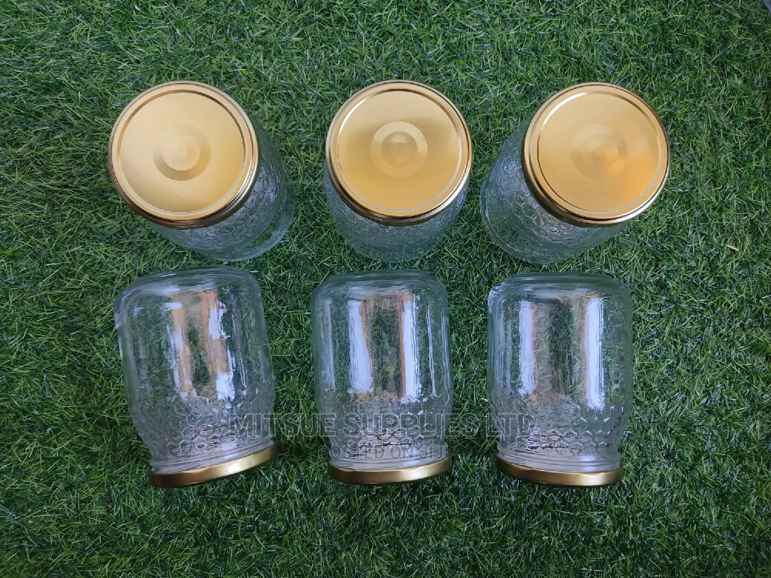 A Box of 24 Mason Jars 740ml With Gold Metal Lids