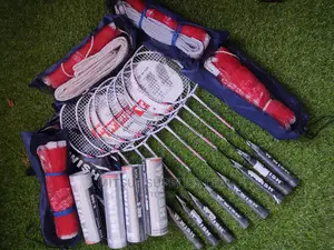 A Set of 8 Badminton Rackets, 4 Nets 24 Shuttlecock