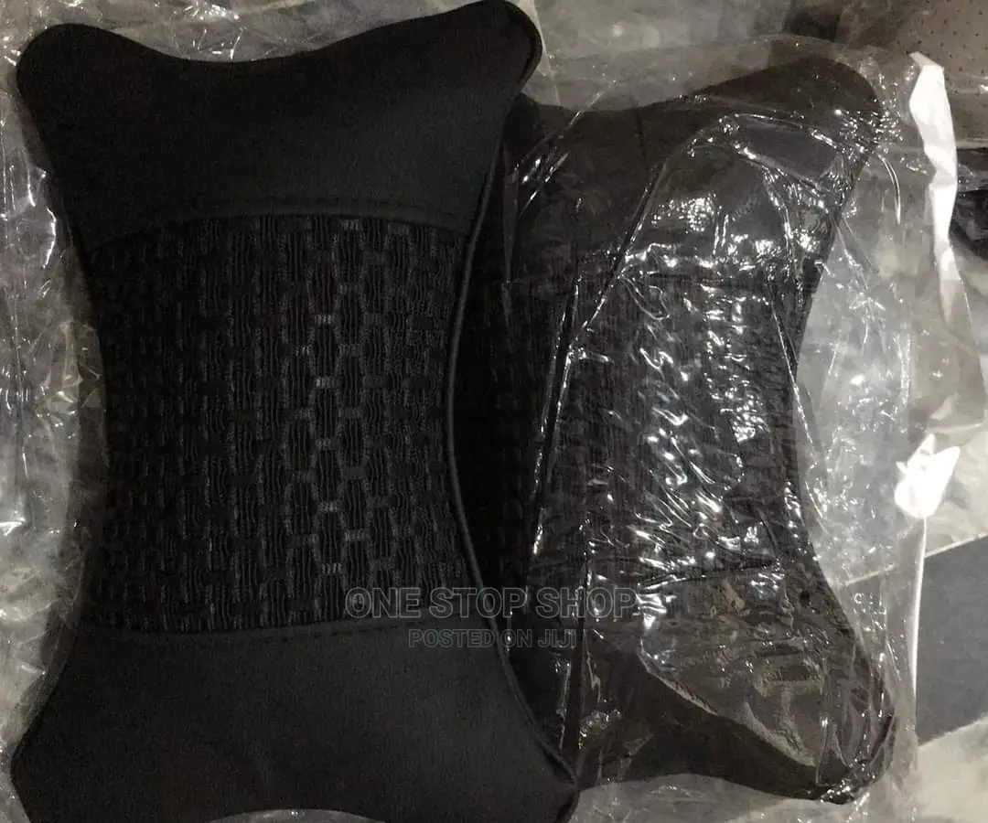 Black Leather Neckrest Pillows 2pcs