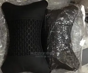 Black Leather Neckrest Pillows 2pcs